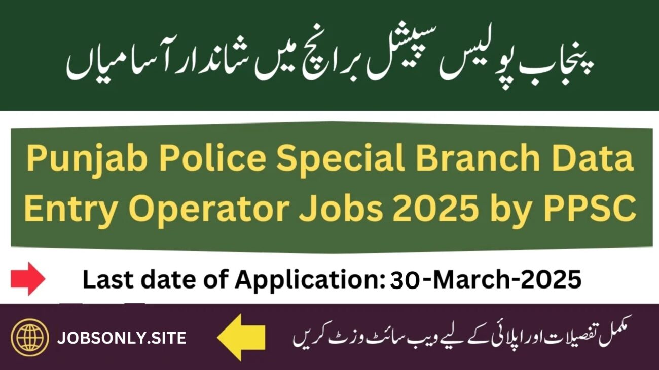 Punjab Police Special Branch Data Entry Operator Jobs 2025 by PPSC